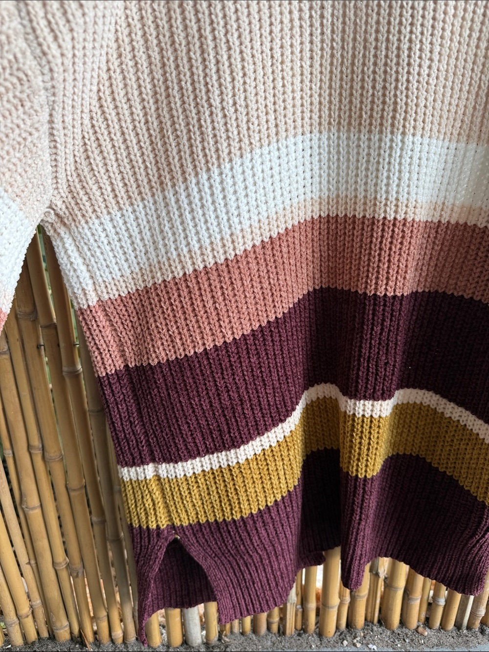 Hippie Rose Striped Open-Front Cardigan - Cream, Pink, Rust, Burgundy, Mustard - Picture 5 of 8